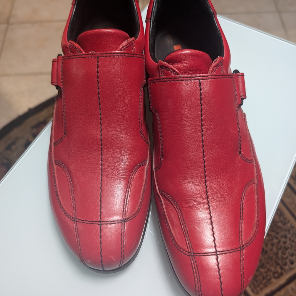Prada Bold Red Leather Slip-Ons